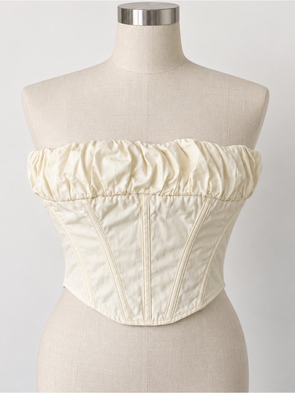 House of CB Cream Corset Bustier Top Ruched Strapless Women’s Medium